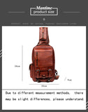 Men's Handmade Leather Chest Bag, Casual Crossbody Bag, Top-Grain Vegetable-Tanned Cowhide Single-Shoulder Bag