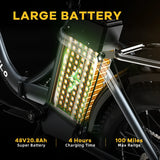 Cybervelo 1000W ebike for adults, 20A Large Removable Battery, Foldable Electric Bike, 20" Fat Tire ebike for all terrain