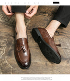 Brogues Shoes Men High Quality Social Leather Shoes British Tassels Formal Leather Men Wedding Business Dress Leather Shoes Male