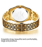 *New style* Sculpture Quartz watch Men golden stainless steel Engrave Wristwatch relogio masculino montre homme for dropshipping