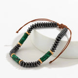 Simple Personality Black Marble Turquoise Handcrafted Beaded Pull-out Adjustable Bracelet for Men Women Trendy Punk Jewelry Gift