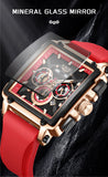 LIGE Fashion Luxury Man Watch Square Silicone Strap Calendar Week Display Casual Sports Quartz Watches for Men Male Montre Homme