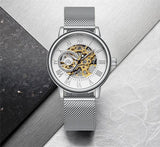 Mechanical Hand Wind Watch for Men Top Brand Luxury Fashion Skeleton Mesh Strap Wristwatch Male Clock Montre Homme Drop Shipping