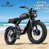 Kickwey K7 Pro Adults Electric Bike 1500W*2 Motor Bicycle 20“ Tire Ebike Electric E Bikes Mountain Moped Ebikes For Men