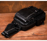 Men's Handmade Leather Chest Bag, Casual Crossbody Bag, Top-Grain Vegetable-Tanned Cowhide Single-Shoulder Bag