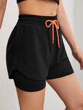 Sports shorts, women's summer hot pants, night running anti glare yoga pants, casual quick drying running breathable fake two-pi