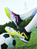 Professional Soccer Shoes TF Broken Nail Teenagers Durable Looking HighTops Training Shoes Adult Outdoors Non Slip FootballShoes