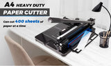 Heavy Duty Guillotine Paper Cutter - 400 Sheets Capacity, A4 Stack Paper Trimmer, Steel Base, Black