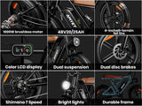 AMYET V9-G60 Adults Electric Bike 1000W Motor Bicycle 48V 20AH 20“ Tire Ebike Electric E Bikes Mountain Moped Ebikes For Men