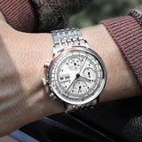 Montre d’affaires automatique pour hommes Mouvement mécanique Chronographe multifonction en acier inoxydable étanche Kevin Watch