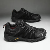 HIKEUP Men's Hiking Shoes Suede Leather Outdoor Shoes Wear-resistant Men Trekking Walking Hunting Tactical Sneakers