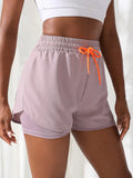 Sports shorts, women's summer hot pants, night running anti glare yoga pants, casual quick drying running breathable fake two-pi