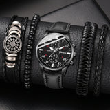 New Hip Hop Mens Fashion Watches Luxury Male Clock Wristwatch Sport MensWrist Watch Bracelet Set Relogio Masculino