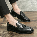 Brogues Shoes Men High Quality Social Leather Shoes British Tassels Formal Leather Men Wedding Business Dress Leather Shoes Male