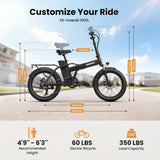 QRONGE Waterfall Folding Electric Bike 1000W Peak 48V 13.5AH Removable Battery Electric Bicycle 20" Fat Tire 28 MPH max E-Bike