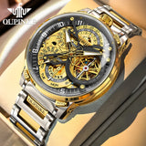 OUPINKE Men Watch Multi functional Hollow Dial Auto Date Stainless steel Automatic Mechanical Men's Watch
