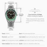 Watchdives WD6542 Mechanical Watch NH34 Automatic Movement Bubble Domed Sapphire Crystal Luxury Watch 100m Waterproof Mens Watch