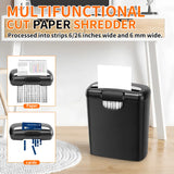 Small Size A4 Shredder 6-Sheet Strip-Cut Paper Shredder Electric Automatic for Office Household Paper Cutter with 10L Dustbin
