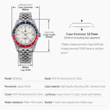Watchdives WD6542 Mechanical Watch NH34 Automatic Movement Bubble Domed Sapphire Crystal Luxury Watch 100m Waterproof Mens Watch