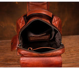 Men's Handmade Leather Chest Bag, Casual Crossbody Bag, Top-Grain Vegetable-Tanned Cowhide Single-Shoulder Bag