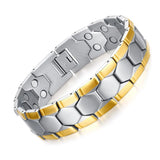 Magnetic Bracelets For Men 18k Gold Plating Double Strength Magnets And 4in1 Elements Men Bracelets 8.5inches Adjustable