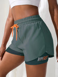 Sports shorts, women's summer hot pants, night running anti glare yoga pants, casual quick drying running breathable fake two-pi