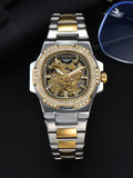 LONGLUX automatic man watch luxury stainless steel wholesale mechanical wristwatches skeleton waterproof diamond watch man watch