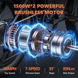 Kickwey K7 Pro Adults Electric Bike 1500W*2 Motor Bicycle 20“ Tire Ebike Electric E Bikes Mountain Moped Ebikes For Men
