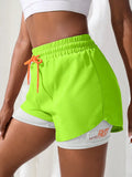 Sports shorts, women's summer hot pants, night running anti glare yoga pants, casual quick drying running breathable fake two-pi