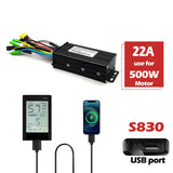 500W Three Mode Brushless Controller 22A 36V/48V/52V/60V Sine Wave Controller with S966/S830 Display for E-bike Conversion Kit