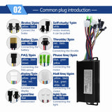 500W Three Mode Brushless Controller 22A 36V/48V/52V/60V Sine Wave Controller with S966/S830 Display for E-bike Conversion Kit