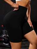 High waisted tight fitting sports shorts for women, fitness yoga pants, elastic and breathable running pants, fashionable and sl