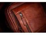 Men's Handmade Leather Chest Bag, Casual Crossbody Bag, Top-Grain Vegetable-Tanned Cowhide Single-Shoulder Bag