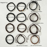 12 Pcs/Set Vintage Braided Leather Bracelets For Men Fashion Handmade Black Brown Beaded Bracelets Male Charm Jewelry Gifts 2025
