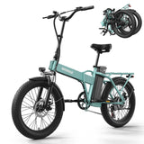 QRONGE Waterfall Folding Electric Bike 1000W Peak 48V 13.5AH Removable Battery Electric Bicycle 20" Fat Tire 28 MPH max E-Bike