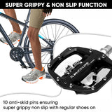 BUCKLOS Pedals MTB Bike Flat Pedal Platform Bearing Dual Function Fit SPD System Aluminum Alloy Mountain Bike Pedal Bicycle Part