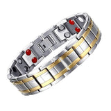 Magnetic Bracelets For Men 18k Gold Plating Double Strength Magnets And 4in1 Elements Men Bracelets 8.5inches Adjustable