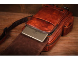 Men's Handmade Leather Chest Bag, Casual Crossbody Bag, Top-Grain Vegetable-Tanned Cowhide Single-Shoulder Bag