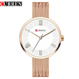 CURREN 9020 Small Dial Quartz Watch for Ladies, Waterproof Elegant Mesh Strap Fashion Wristwatch
