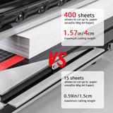 Heavy Duty Guillotine Paper Cutter - 400 Sheets Capacity, A4 Stack Paper Trimmer, Steel Base, Black