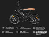 AMYET V9-G60 Adults Electric Bike 1000W Motor Bicycle 48V 20AH 20“ Tire Ebike Electric E Bikes Mountain Moped Ebikes For Men