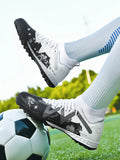Professional Soccer Shoes TF Broken Nail Teenagers Durable Looking HighTops Training Shoes Adult Outdoors Non Slip FootballShoes