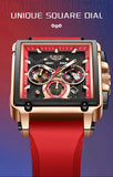 LIGE Fashion Luxury Man Watch Square Silicone Strap Calendar Week Display Casual Sports Quartz Watches for Men Male Montre Homme