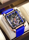 LIGE Fashion Luxury Man Watch Square Silicone Strap Calendar Week Display Casual Sports Quartz Watches for Men Male Montre Homme