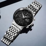 Montre d’affaires automatique pour hommes Mouvement mécanique Chronographe multifonction en acier inoxydable étanche Kevin Watch