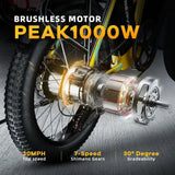 Cybervelo 1000W ebike for adults, 20A Large Removable Battery, Foldable Electric Bike, 20" Fat Tire ebike for all terrain