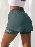Sports shorts, women's summer hot pants, night running anti glare yoga pants, casual quick drying running breathable fake two-pi