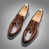 Brogues Shoes Men High Quality Social Leather Shoes British Tassels Formal Leather Men Wedding Business Dress Leather Shoes Male