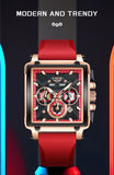 LIGE Fashion Luxury Man Watch Square Silicone Strap Calendar Week Display Casual Sports Quartz Watches for Men Male Montre Homme