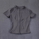 Women sport wear Slim Fit Polyester Quick-drying Full Zip Outdoor Fitness Running Tights Short Sleeves Women's Yoga Wear